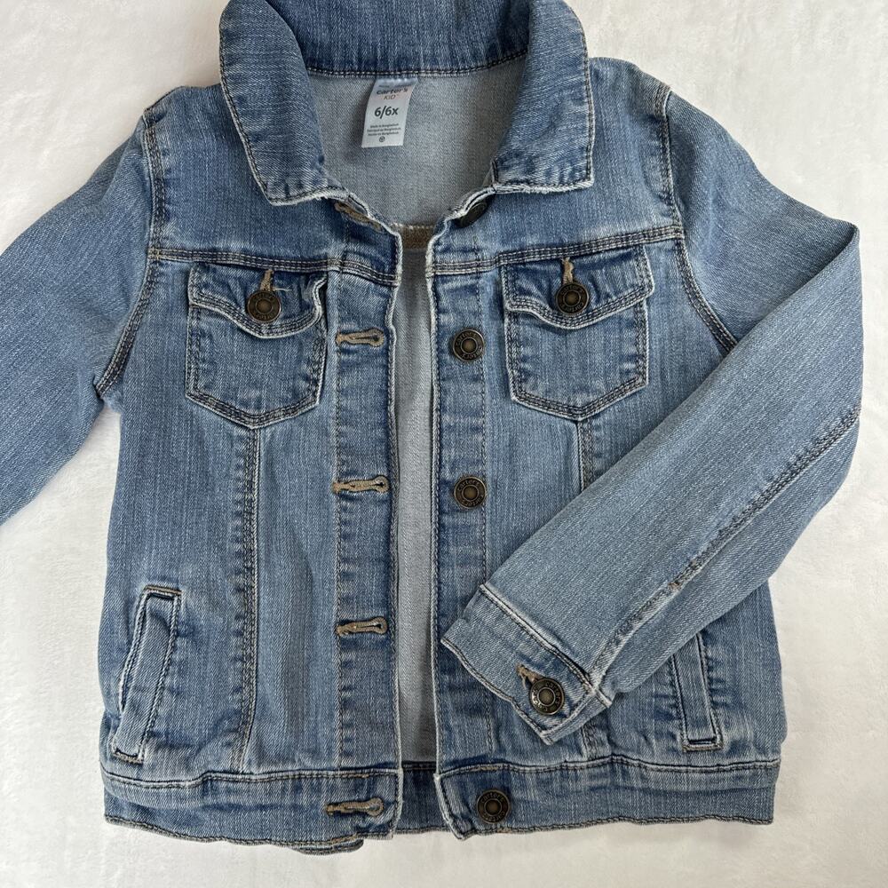 Carter’s KID brand Denim Jacket Button Up Pockets Girl’s Size 6-6X EUC - Picture 2 of 10